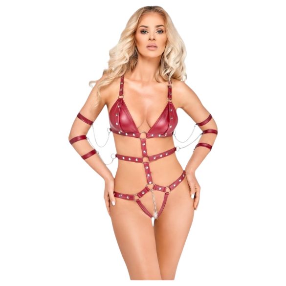 Bad Kitty - Nieten-Bondage-Body (Rot) - M