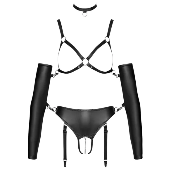 Bad Kitty - Bondage Körpergeschirr Set (schwarz) - M