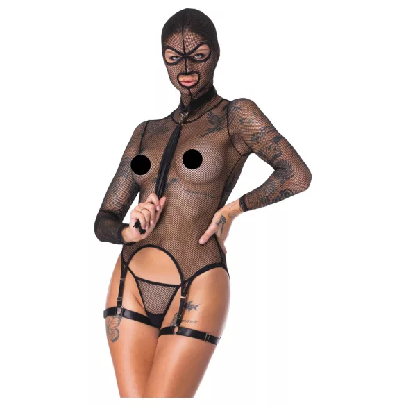 Bad Kitty - BDSM Transparentes Netz-Set mit Peitsche (Schwarz)
