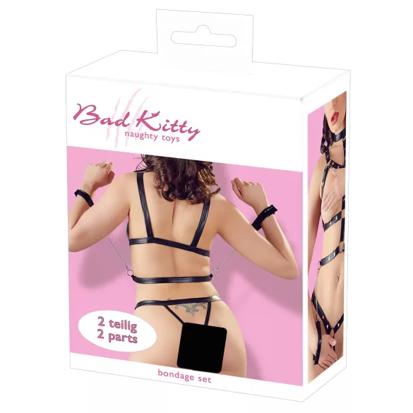 Bad Kitty - Genietzgeschirr & Handfesseln (schwarz) - L/XL