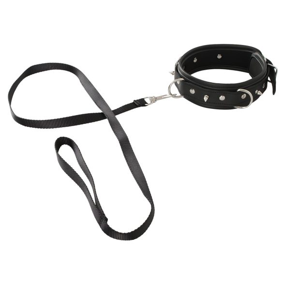 Vegan Fetish - Nietenhalsband und Leine (schwarz)