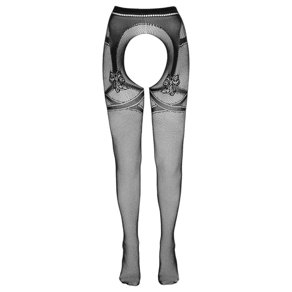 Cottelli - Offene Netzstrumpfhose mit doppeltem Effekt (schwarz)