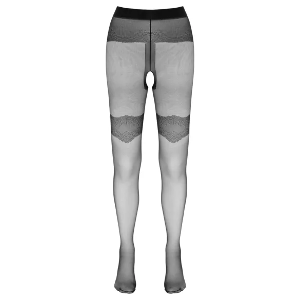 Cottelli - exklusive gemusterte, offene Strümpfe (schwarz) - 3