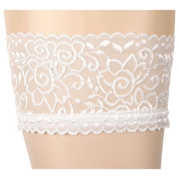 Cottelli - Satin Halterlose Strümpfe (weiß) - 3/M-L