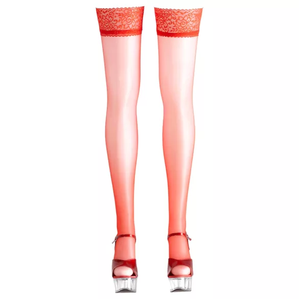 Cottelli - Satinierte Strümpfe (rot) - 3/M-L
