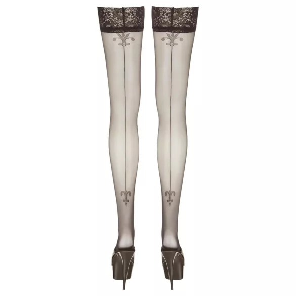 Cottelli - Lilienmuster, gestreifte Strümpfe (schwarz) - 4