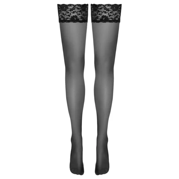 Cottelli - Halterlose Strümpfe mit Spitzenabschluss (schwarz) - 3
