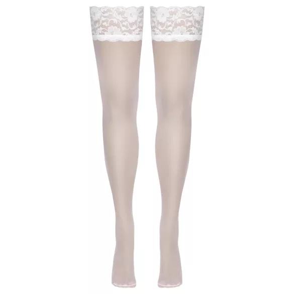 Cottelli - Spitzenstrümpfe mit Blumenmuster (weiß) - 3/M-L