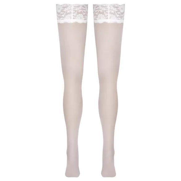 Cottelli - Spitzenstrümpfe mit Blumenmuster (weiß) - 3/M-L