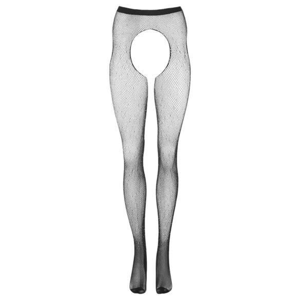 Cottelli Legwear - offene, glänzende, schwarze Strümpfe (S-L)