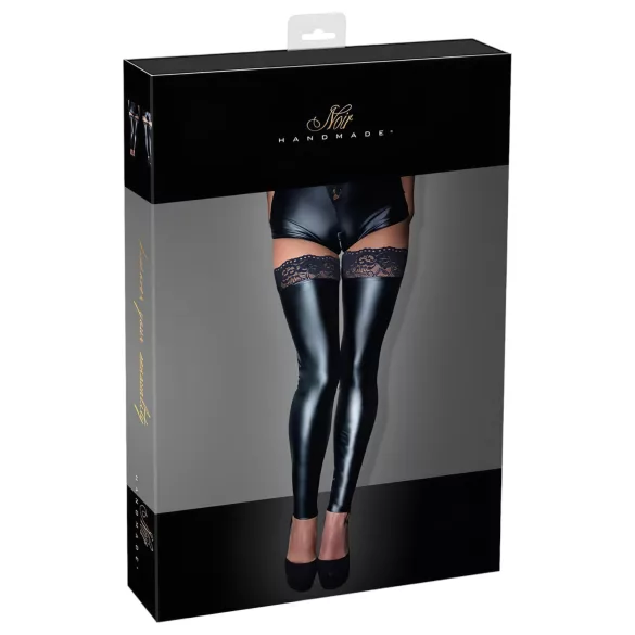 Noir - Spitze glänzende Halterlose (schwarz) - XL