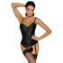 Cottelli Party - Satin-Korsett mit Strapshaltern (schwarz) - M