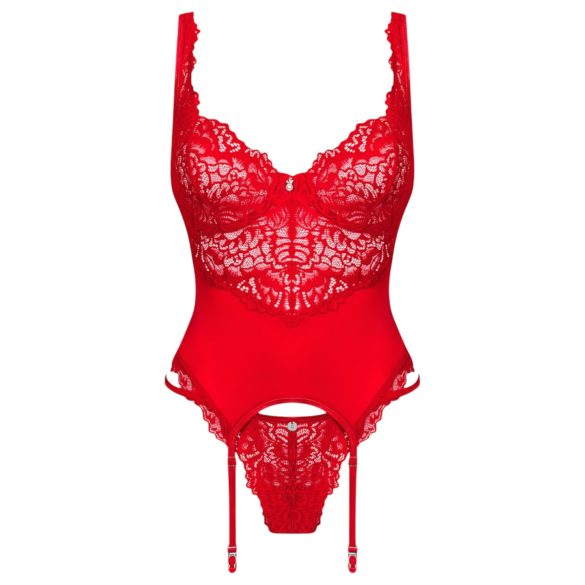 Obsessive Amor Cherris - Strapsen-Spitzen-Set (Rot)