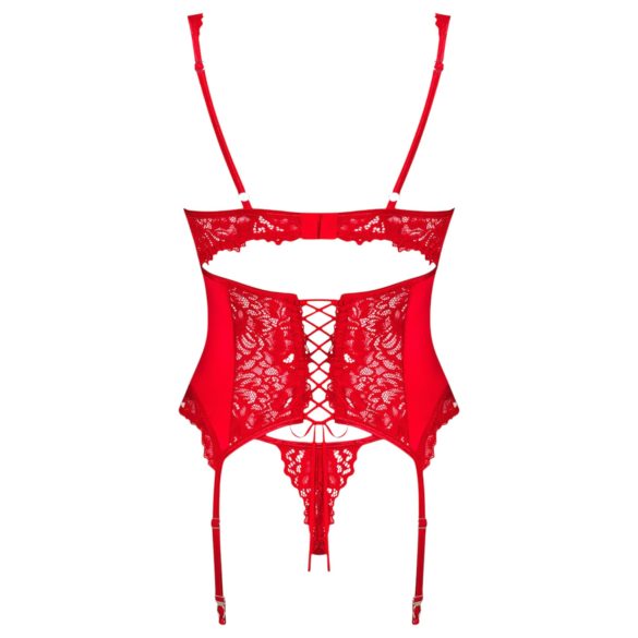Obsessive Amor Cherris - Strapsen-Spitzen-Set (Rot)