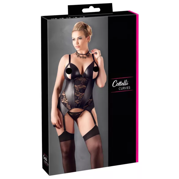 Cottelli - Feminines Blumenoberteil für Kurven (Schwarz) - XXL