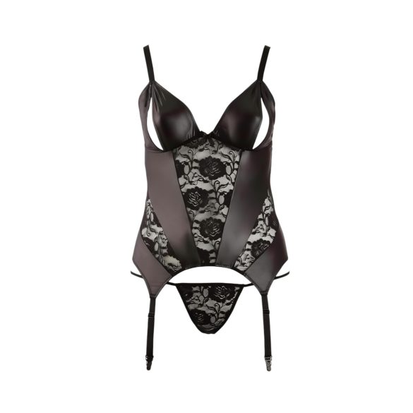 Cottelli - Feminines Blumenoberteil für Kurven (Schwarz) - XXXXL