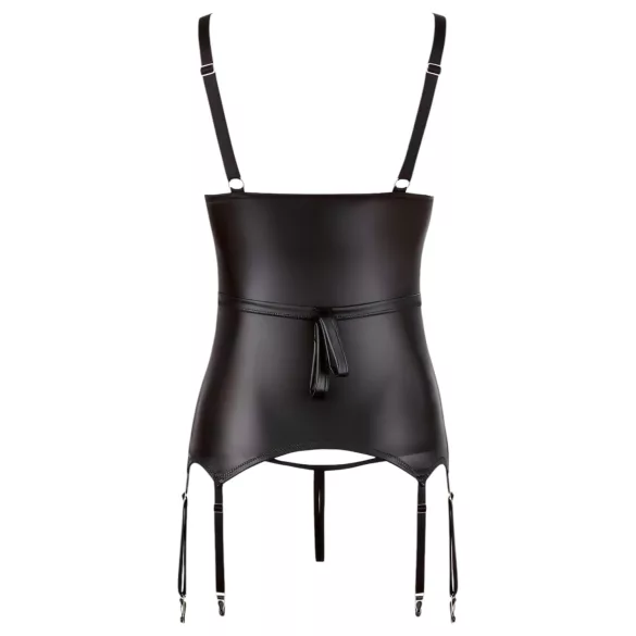 Cottelli Bondage - glänzendes Push-up-Top mit Fessel (schwarz) - XL