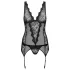 Obsessive Emperita - zart gesticktes Top und String (schwarz) - L/XL