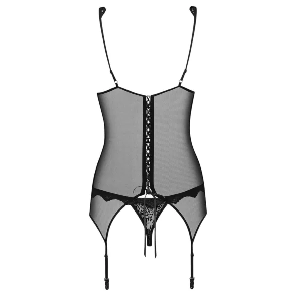 Obsessive Emperita - zart gesticktes Top und String (schwarz) - L/XL