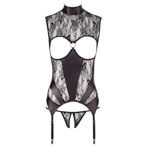 Abierta Fina - Funkelndes Spitzen-Open-Top (Schwarz) - M