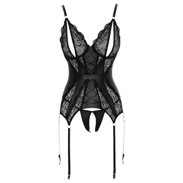 Cottelli - Spitze Offenes Oberteil & Tanga (schwarz) - M