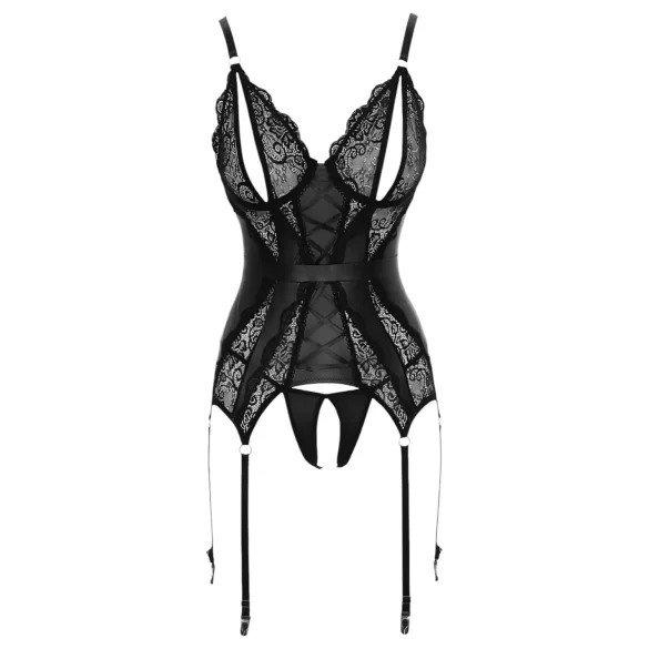Cottelli - Spitze Offenes Oberteil & Tanga (schwarz) - M