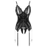 Cottelli - Spitze Offenes Oberteil & Tanga (schwarz) - XL