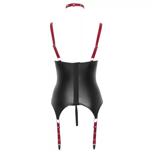 Cottelli Bondage - Glänzendes Hebe-Top mit Halsband (schwarz) - XL