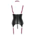 Cottelli Bondage - Glänzendes Hebe-Top mit Halsband (schwarz) - XL