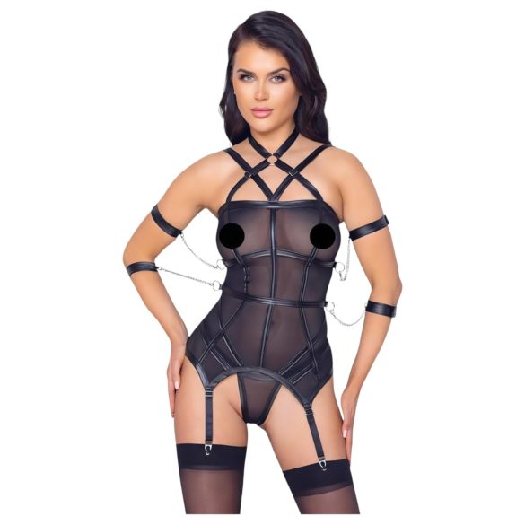 Cottelli Bondage - Oberteil mit Fessel und String (schwarz) - L