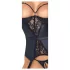 Abierta Fina - Hebe-Top mit Strumpfhalter (schwarz)