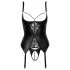 Abierta Fina - Hebe-Top mit Strumpfhalter (schwarz)