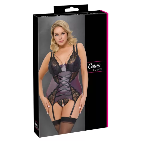 Cottelli Curves - Spitzen-BH-Set mit Schnürung (Lila)