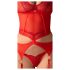 Obsessive Cupide Desir - Transparenter Spitzen-Set (Rot) - L/XL