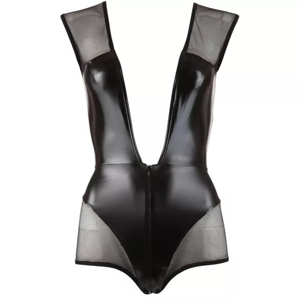 Cottelli - Glänzender Netz-Body (schwarz) - M