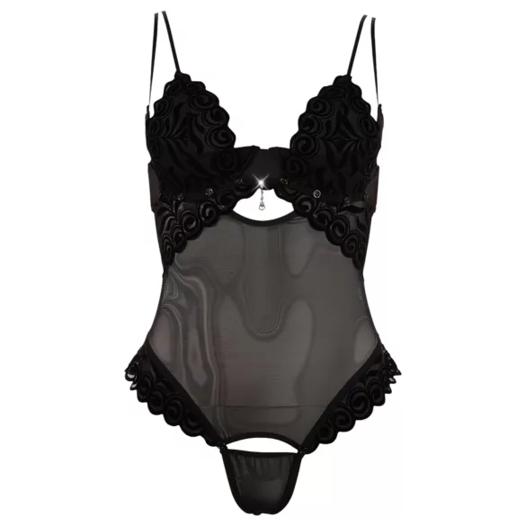 Cottelli - Samtiger, vielseitiger Body (schwarz) - 85C/L