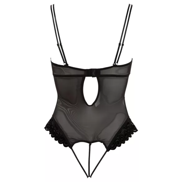Cottelli - Samtiger, vielseitiger Body (schwarz) - 85C/L