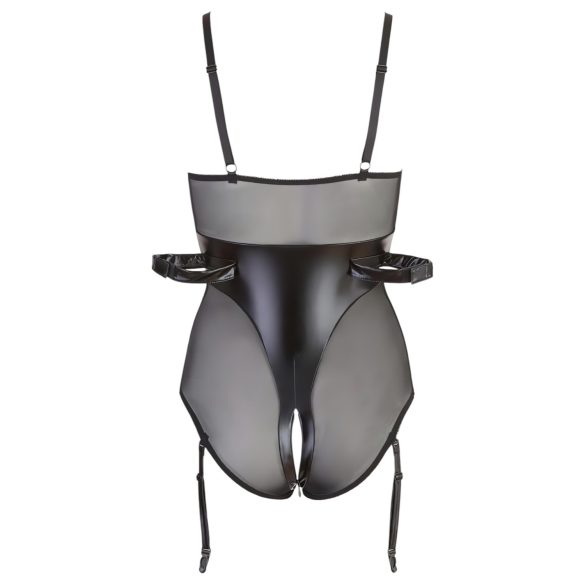 Cottelli Bondage - glänzender Body mit Handschellen (schwarz)