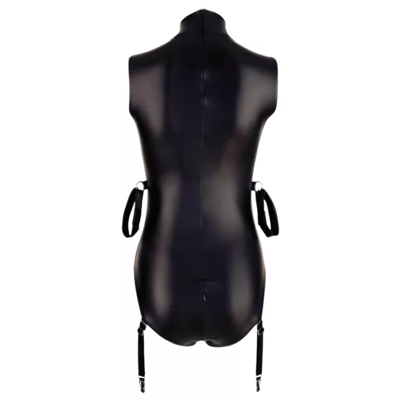 Cottelli Bondage - Ärmeloser, glänzender Body & Armfessel (Schwarz) - M