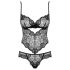 Obsessive Alluria - Blumen-Spitzenbody (schwarz) - L/XL
