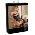 Abierta Fina - Funkelndes Spitzen-Body mit offenem Träger (schwarz) - 85C/L