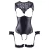 Cottelli Bondage - Glänzender Offener Body & Handfesseln (Schwarz)