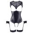 Cottelli Bondage - Glänzender Offener Body & Handfesseln (Schwarz) - L