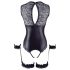 Cottelli Bondage - Glänzender Offener Body & Handfesseln (Schwarz) - L
