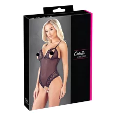 Cottelli - Spitzenspielt, offener Perlenbody (schwarz) - M