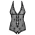Obsessive Fiorenta - Perlen, offen, Spitzenbody (schwarz) - L/XL