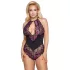 Cottelli Plus Size - Blumen-Body (schwarz-lila) - 2XL