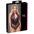 Cottelli Plus Size - Blumen-Body (schwarz-lila) - 4XL