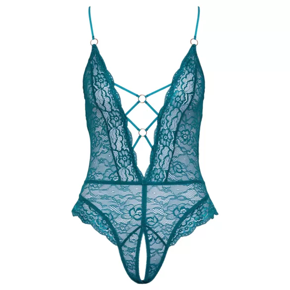 Cottelli - Schnür-Body aus Spitze, offen (grün) - M