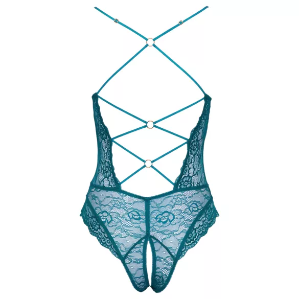 Cottelli - Schnür-Body aus Spitze, offen (grün) - M